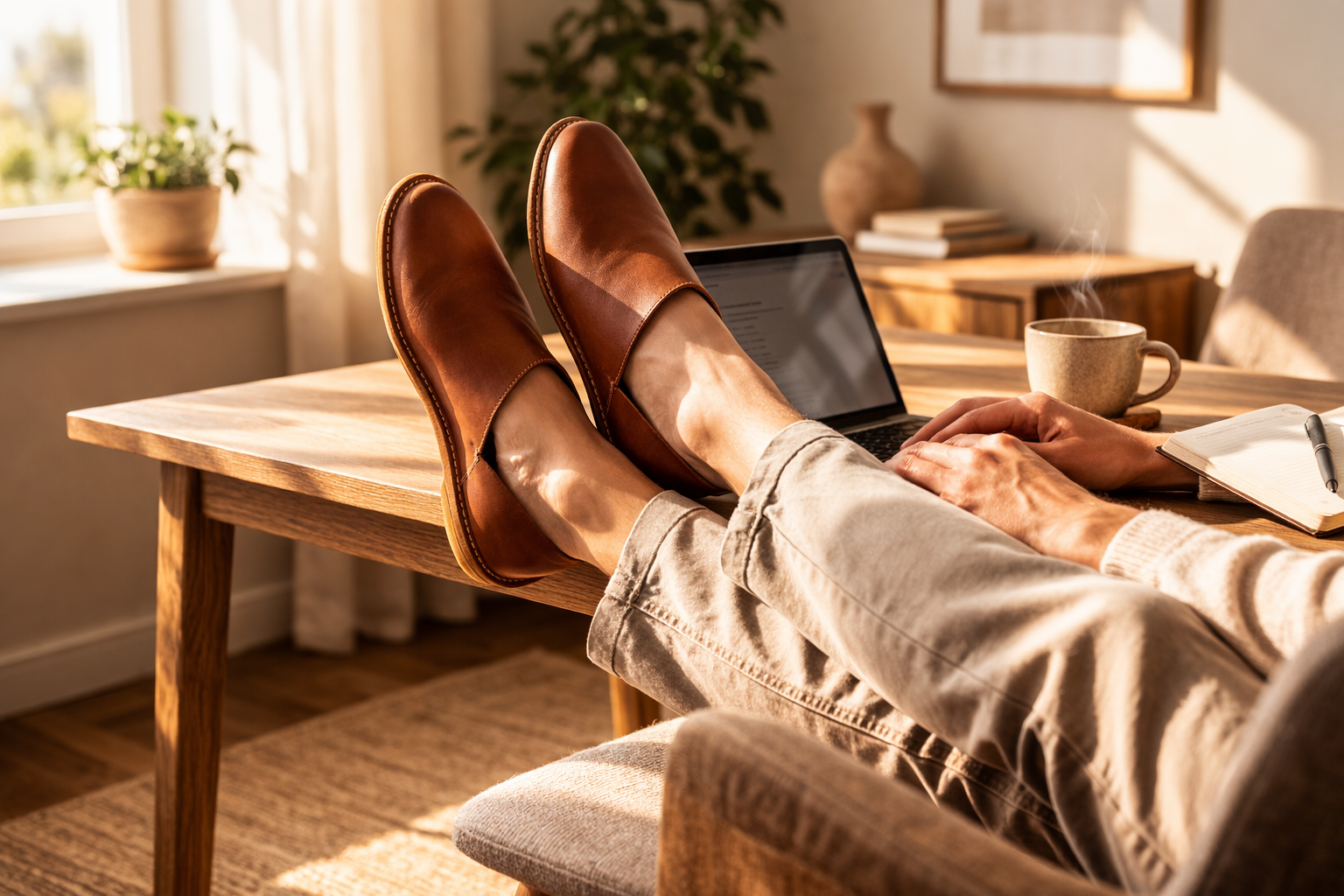 Pourquoi des babouches confortables en cuir améliorent la productivité en télétravail ?